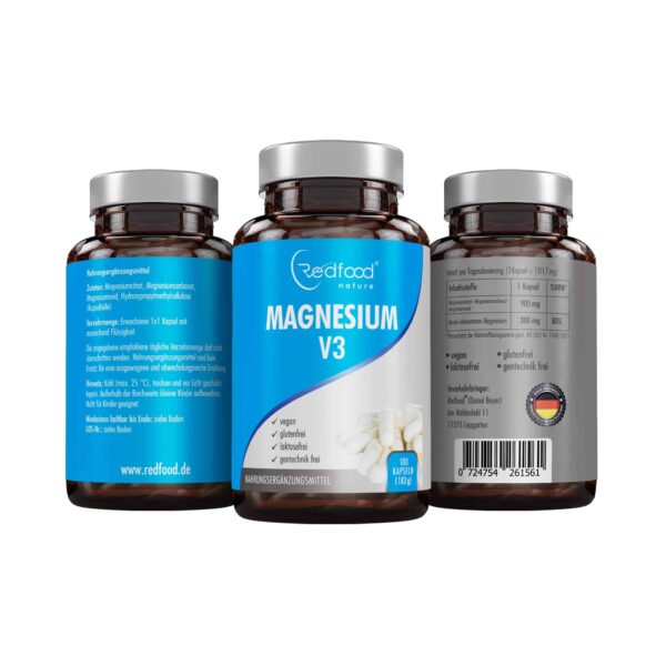 Magnesium V3 mit 300 mg elementarem Magnesium 180 Kapseln