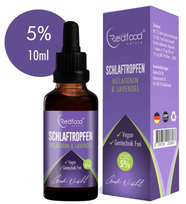5% CBD Schlaftropfen mit Melantonin & Lavendel 10ml