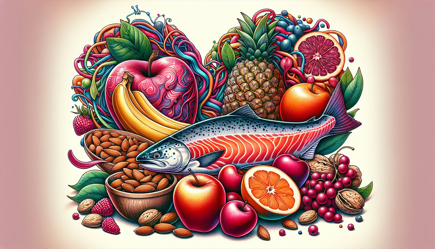 Herzgesunde Ernährung mit Fisch, Nüssen und Obst