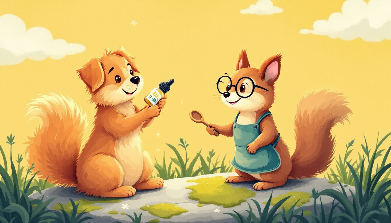 Ein Hund, der CBD Öl erhält.