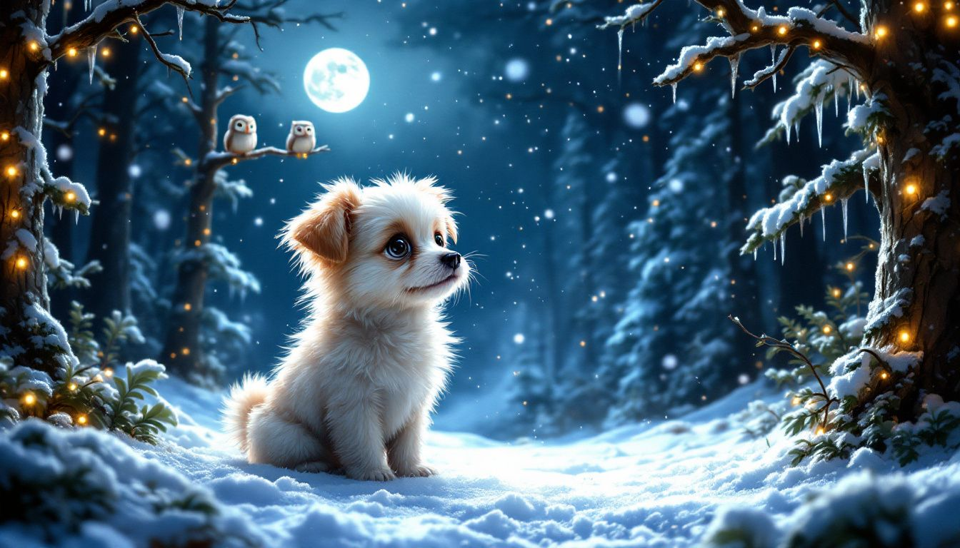 Ein Hund, der ängstlich während der Silvesternacht schaut.