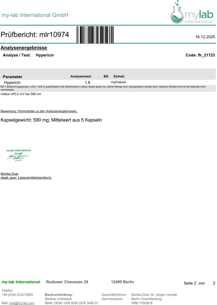 Johanniskraut Extrakt 500 mg – Natürliches Hypericin 180 Kapseln