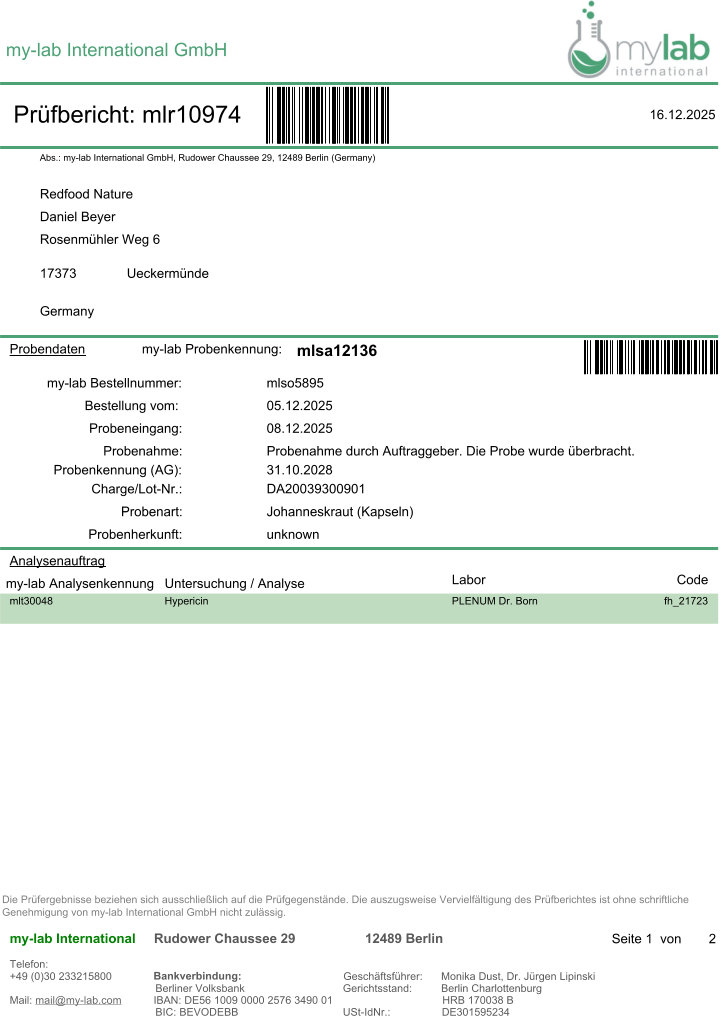 Johanniskraut Extrakt 500 mg – Natürliches Hypericin 180 Kapseln