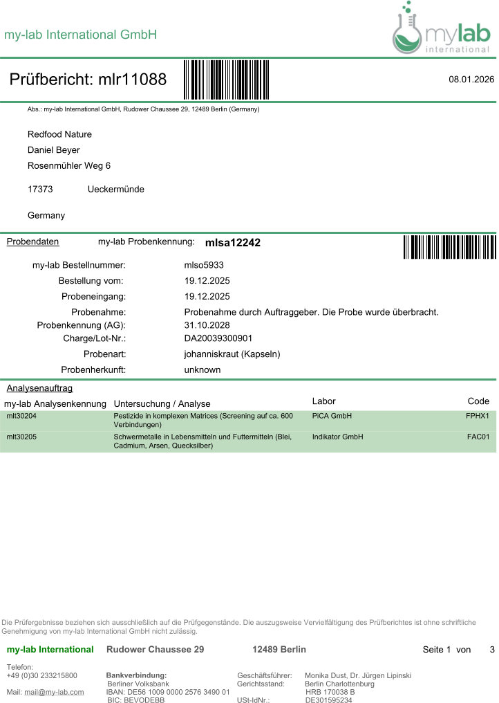 Johanniskraut Extrakt 500 mg – Natürliches Hypericin 180 Kapseln